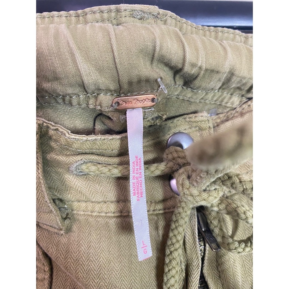 Free People Tahiti Cargo Utility Pants Olive Green Size Large Relaxed Fit - Picture 3 of 6